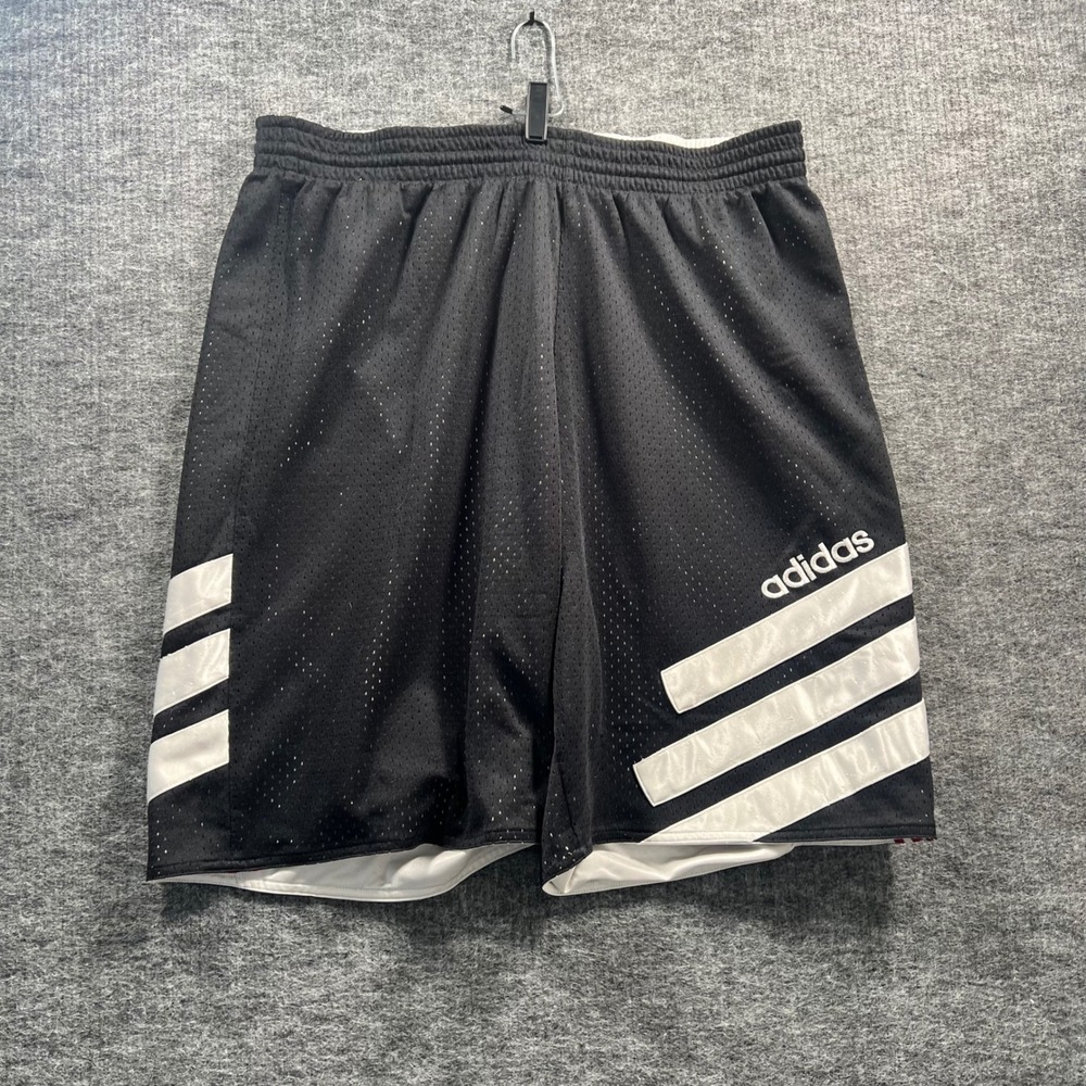 Adidas Reversible Mesh Basketball Shorts Black White 3 Stripe Mens Large 544157